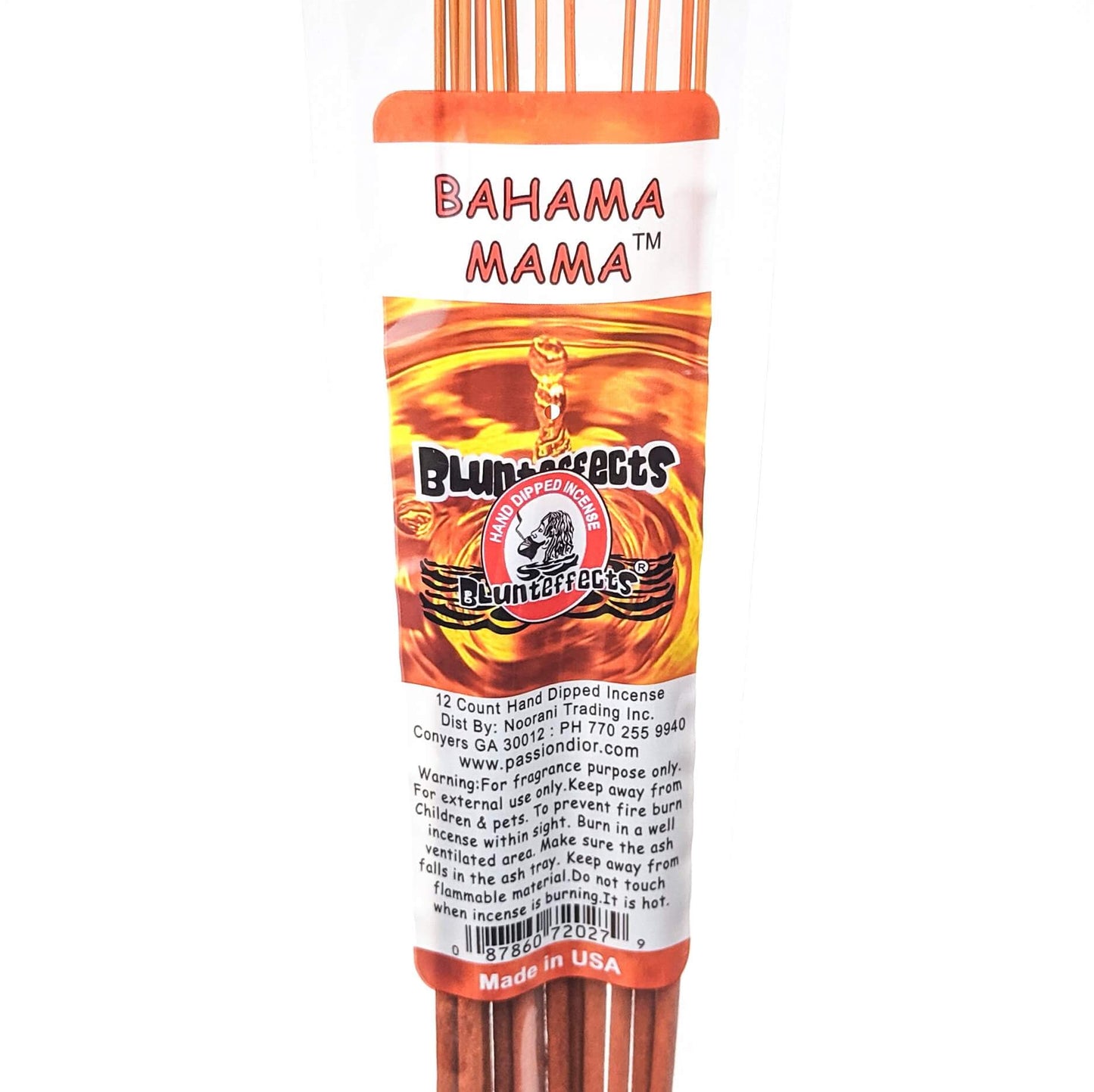 10.5" BluntEffects Incense Fragrance Wands, 12-Pack Bahama Mama Scent