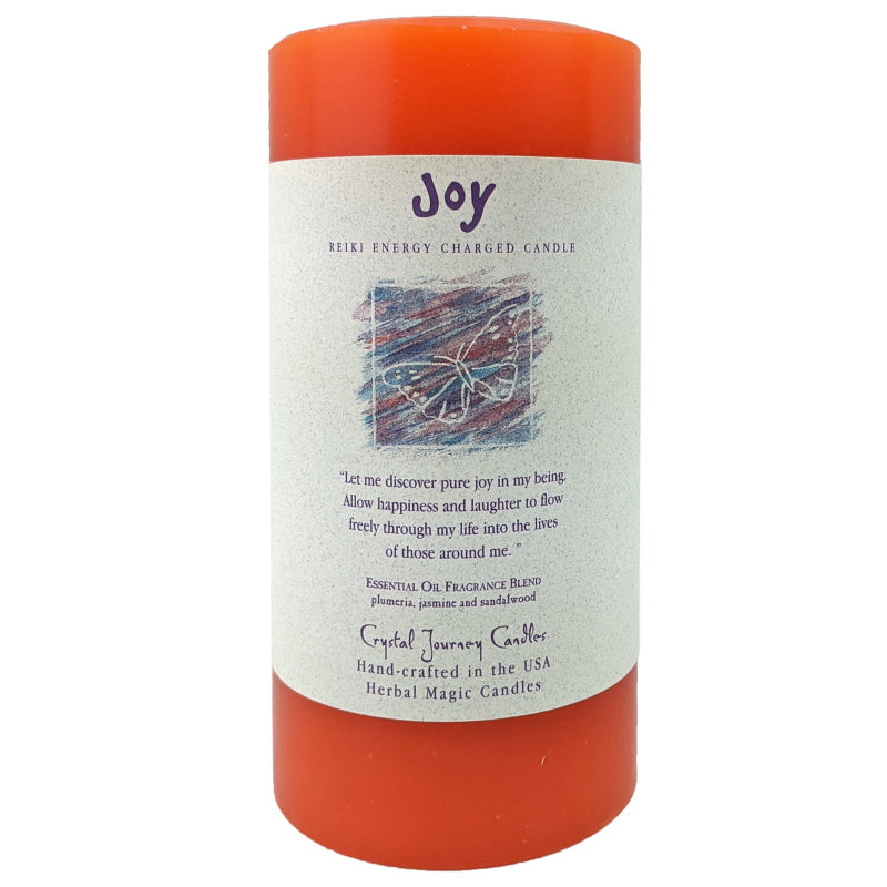 6" Reiki Charged Herbal Pillar Candle, Joy Scent