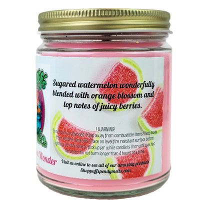 Watermelon Wonder Scent 9oz No Pendy Jar Candle, Puff's Candle Co