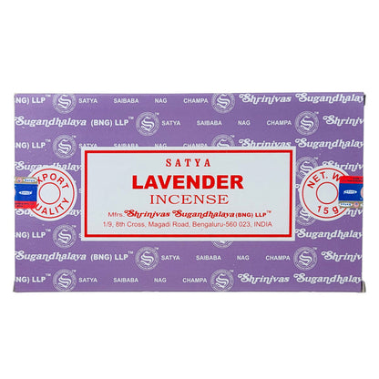 Lavender Incense Sticks by Satya BNG, 15g Packs