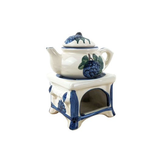 White Teapot 3-Piece Porcelain Oil Warmer