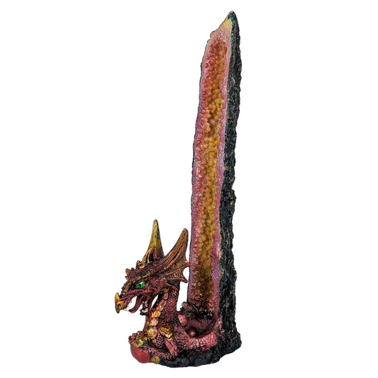 Dragon Vertical Incense Holder & Ash Catcher, Orange Geode