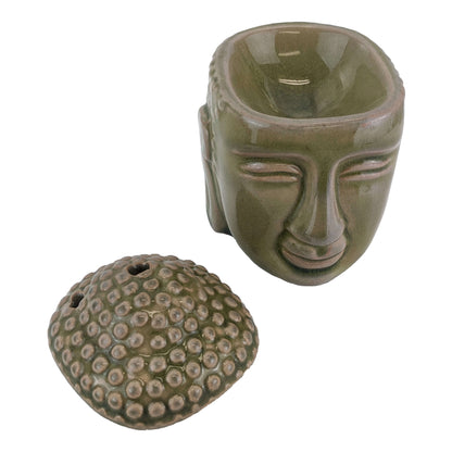Aromar Buddha Ceramic Oil Warmer, Light Green