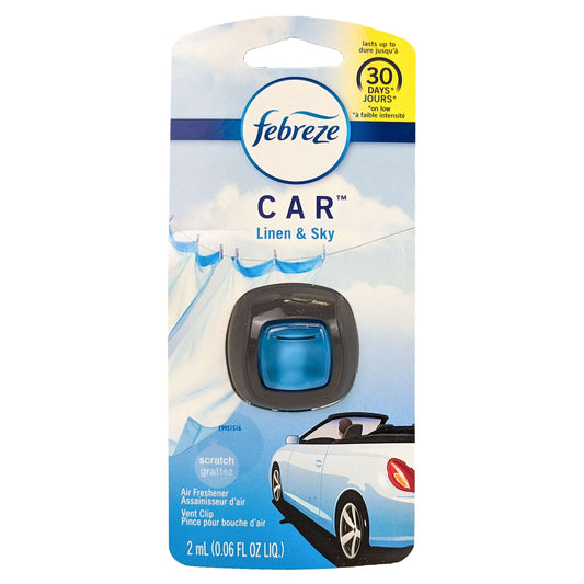 Febreze Car Vent Clip Air Freshener, Linen & Sky Scent