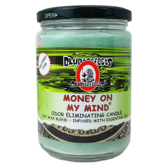 Money On My Mind 5" Blunteffects Odor Eliminating Glass Jar Candle