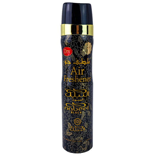 Black Scent Dry Aerosol Air Freshener Spray, 300ml, by Nabeel