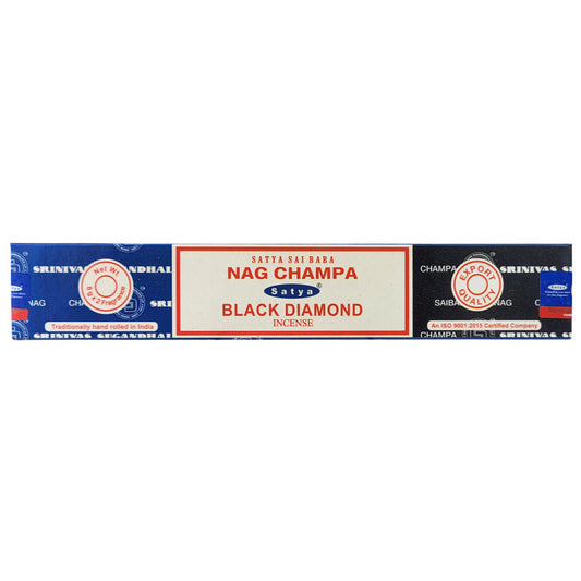 Satya Nag Champa + Black Diamond Incense Sticks, 16g Combo Pack