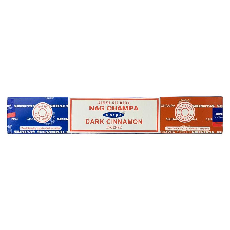 Satya Nag Champa + Dark Cinnamon Incense Sticks, 16g Combo Pack