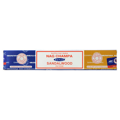 Satya Nag Champa + Sandalwood Incense Sticks, 16g Combo Pack