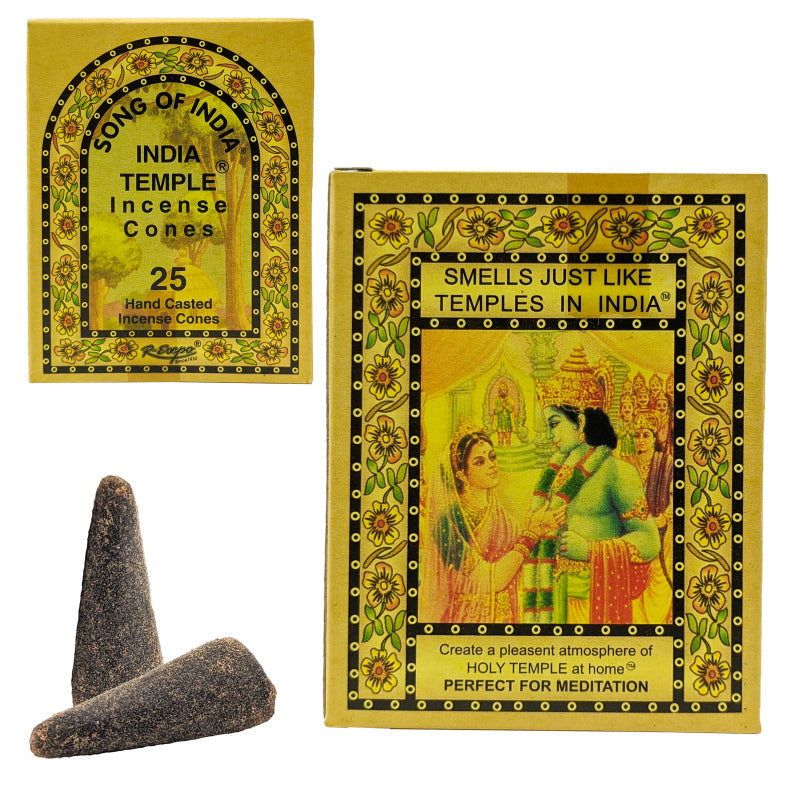Song of India Temple Incense Cones, 25 Cone Pack