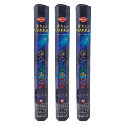 HEM Incense Sticks 20-Stick Hex Packs, Seven Chakras Scent