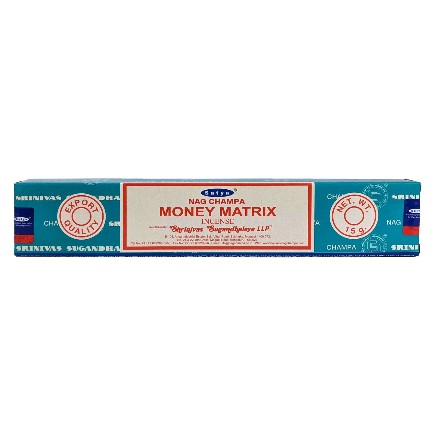 Satya Nag Champa Money Matrix Incense Sticks, 15g Pack