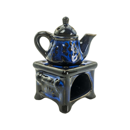 Blue Teapot 3-Piece Porcelain Oil Warmer