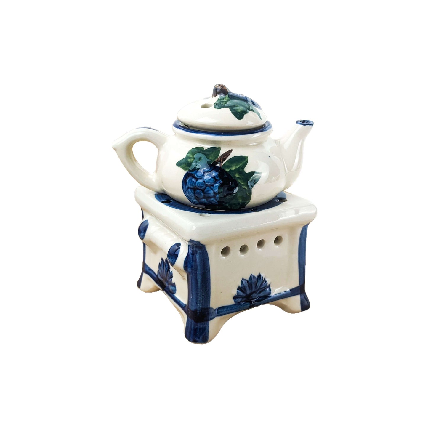 White Teapot 3-Piece Porcelain Oil Warmer