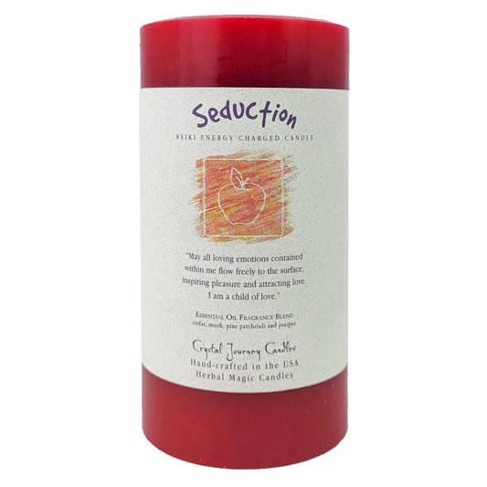 6" Reiki Charged Herbal Pillar Candle, Seduction Scent