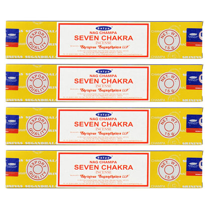 Satya Nag Champa Seven Chakra Incense Sticks, 15g Pack