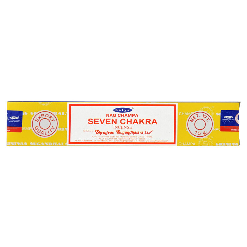 Satya Nag Champa Seven Chakra Incense Sticks, 15g Pack