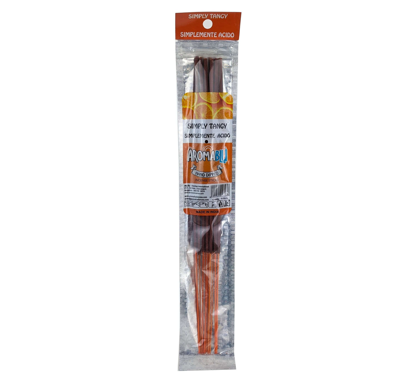 AromaBlu Hand Dipped 11" Incense Sticks, Simply Tangy Scent