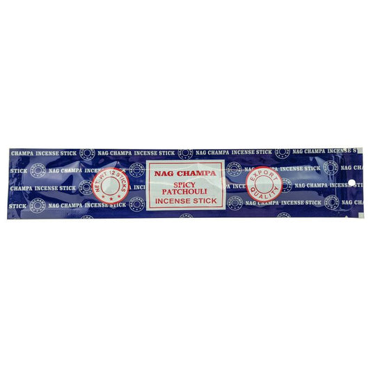 Spicy Patchouli Scent, Satya 11" Incense, 12-Stick Soft Pack