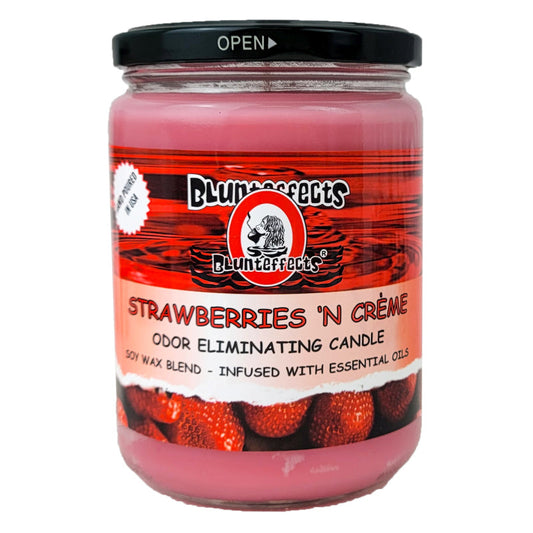 Strawberries 'n Creme 5" Blunteffects Odor Eliminating Glass Jar Candle