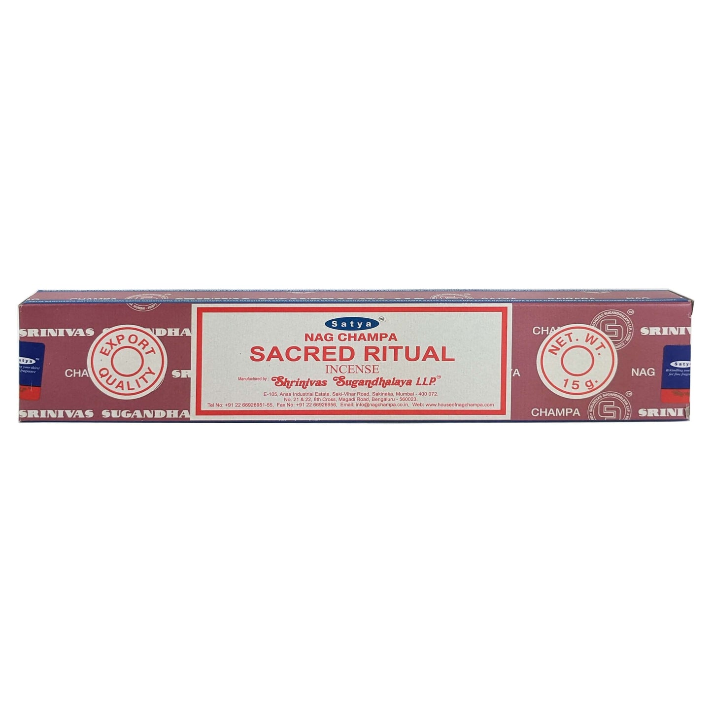 Satya Nag Champa Sacred Ritual Incense Sticks, 15g Pack