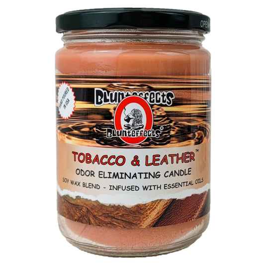 Tobacco & Leather 5" Blunteffects Odor Eliminating Glass Jar Candle