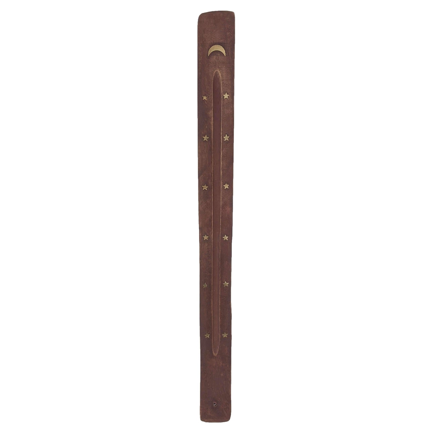 Jumbo Wood Incense Burner & Ash Catcher, Stars & Moon Design, 18"