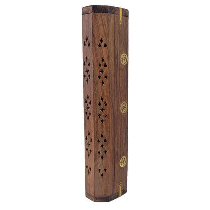 Carved Incense Holder Box with Storage, OM Symbol Design