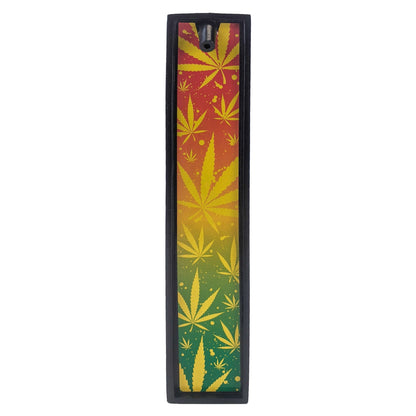 Novelty Poly Stone Incense Burner & Ash Catcher, Green & Red Leaf Pattern