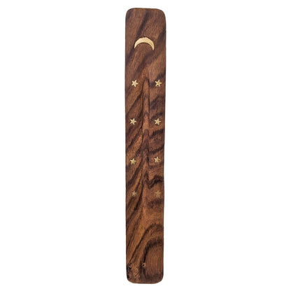 10" Wood Incense Burner & Ash Catcher, Moon Design