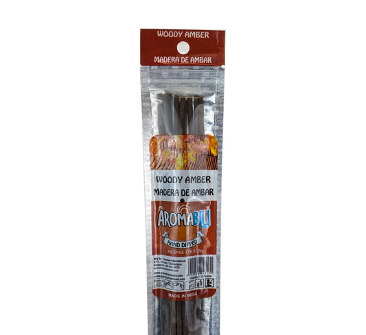 AromaBlu Hand Dipped 11" Incense Sticks, Woody Amber Scent