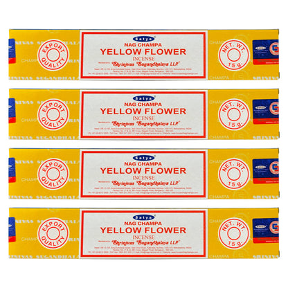 Satya Yellow Flower Scent Incense Sticks, 15g Pack